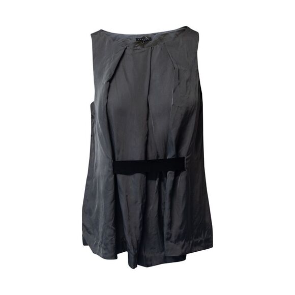 Theory Kana Sleeveless Blouse in Grey Viscose